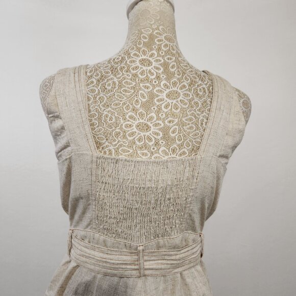 Shinestar Women Size M Linen Blend Button Front Belted Sleeveless Romper Casual - Picture 11 of 15